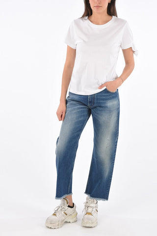 MM6 raw-cut hem bootcut jeans