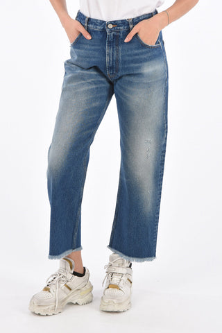MM6 raw-cut hem bootcut jeans