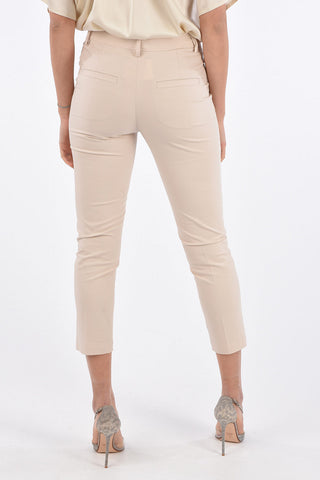 High Waist Cropped Pants with Jewel Loop