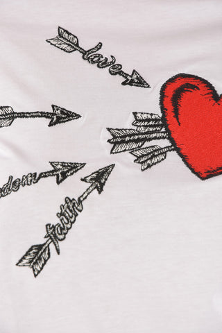Heart Embroidered Crewneck T-shirt