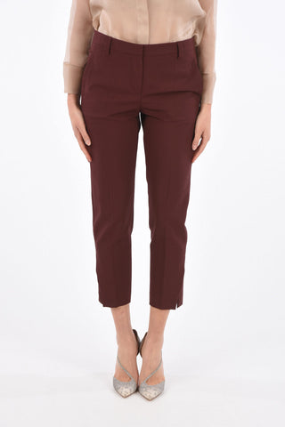Stretch Virgin Wool High Waist Pants with Hidden Closure