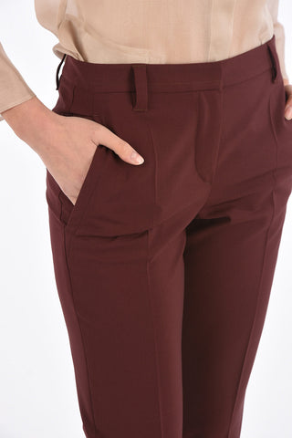 Stretch Virgin Wool High Waist Pants with Hidden Closure