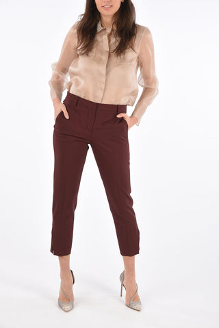 Stretch Virgin Wool High Waist Pants with Hidden Closure