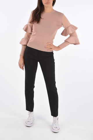 Ruffle Sleeve Crewneck Sweater