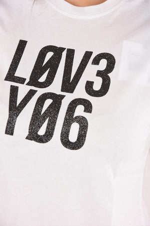 Glittery Printed I LOVE YOU T-shirt