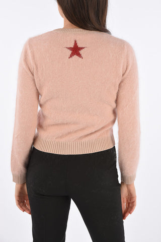Lurex Embroidered RED LADIES fuzzy sweater