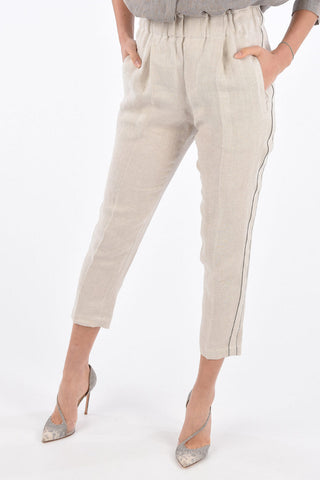 Single Pleated Pants with Elastic Waist Band 