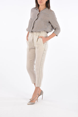Single Pleated Pants with Elastic Waist Band 