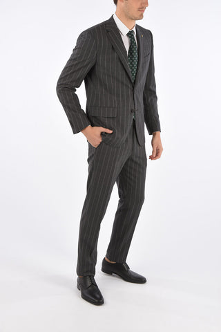 CC COLLECTION pinstriped side vents notch lapel 2-button RIGHT suit drop 7R