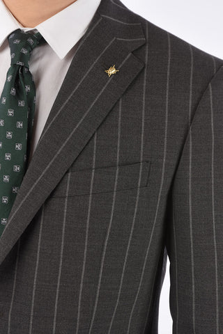 CC COLLECTION pinstriped side vents notch lapel 2-button RIGHT suit drop 7R