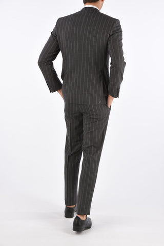 CC COLLECTION pinstriped side vents notch lapel 2-button RIGHT suit drop 7R