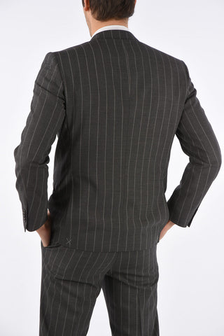 CC COLLECTION pinstriped side vents notch lapel 2-button RIGHT suit drop 7R