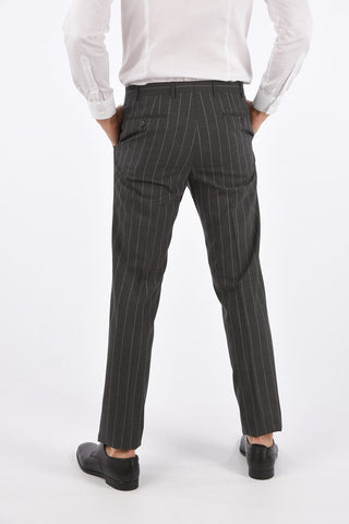 CC COLLECTION pinstriped side vents notch lapel 2-button RIGHT suit drop 7R