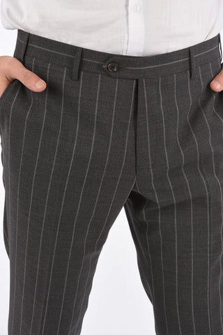 CC COLLECTION pinstriped side vents notch lapel 2-button RIGHT suit drop 7R