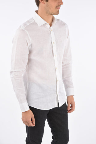ZZEGNA Camicia in Lino a Manica Lunga
