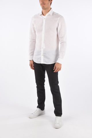 ZZEGNA Camicia in Lino a Manica Lunga