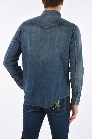Denim Shirt with Snap Button Closure