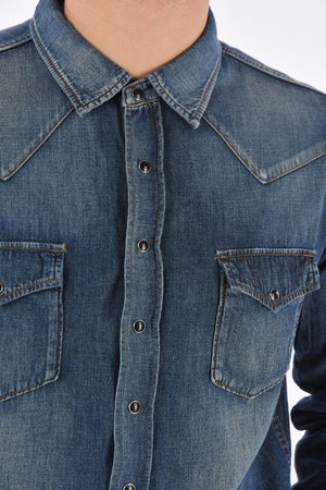 Denim Shirt with Snap Button Closure