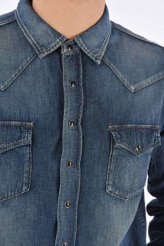 Denim Shirt with Snap Button Closure