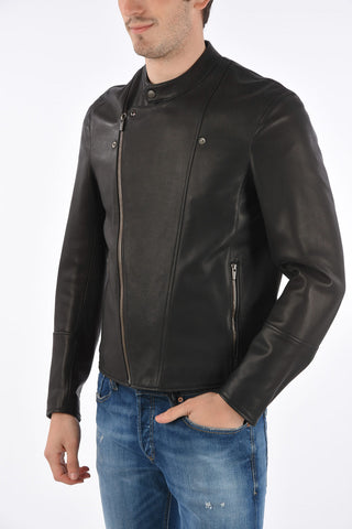 Soft Leather Zipped Pocket Biker Jacket