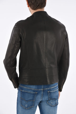 Soft Leather Zipped Pocket Biker Jacket