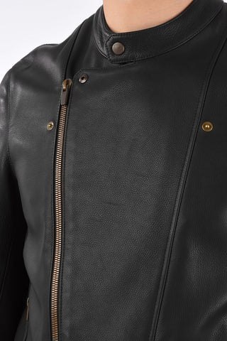 Soft Leather Zipped Pocket Biker Jacket