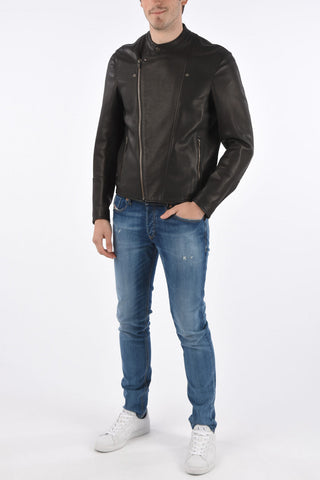 Soft Leather Zipped Pocket Biker Jacket
