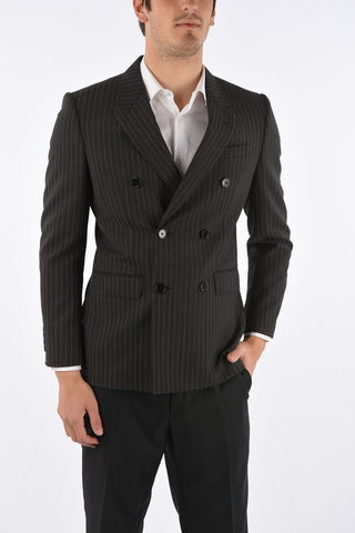 Blazer Doppiopetto Gessato con Revers a Lancia