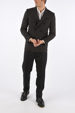 Blazer Doppiopetto Gessato con Revers a Lancia