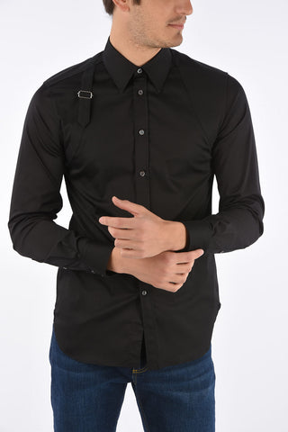 Spread Collar HARNESS Shirt with Strap Detail
