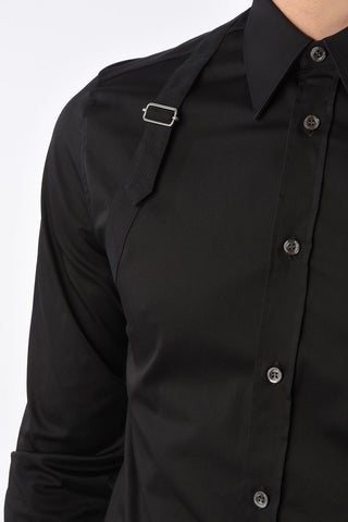 Spread Collar HARNESS Shirt with Strap Detail