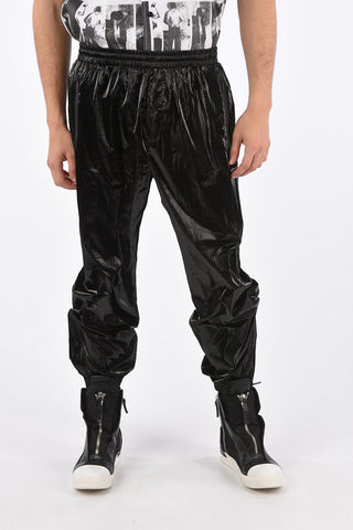 Coated Fabric Joggers with Ankle Zip