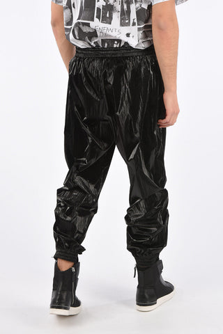 Coated Fabric Joggers with Ankle Zip