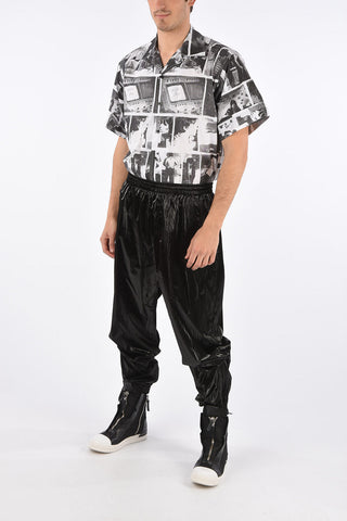 Coated Fabric Joggers with Ankle Zip