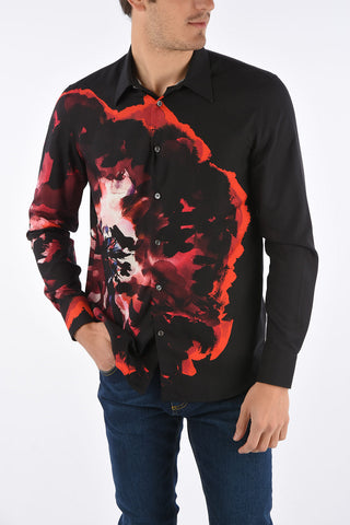 Printed Silk Spread Collar Shirt