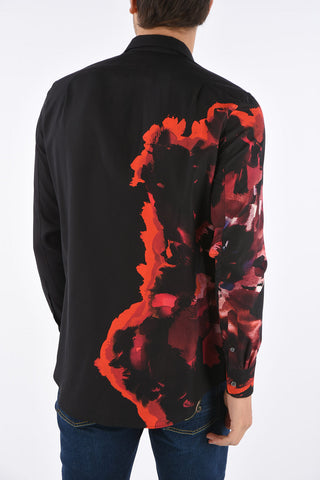 Printed Silk Spread Collar Shirt