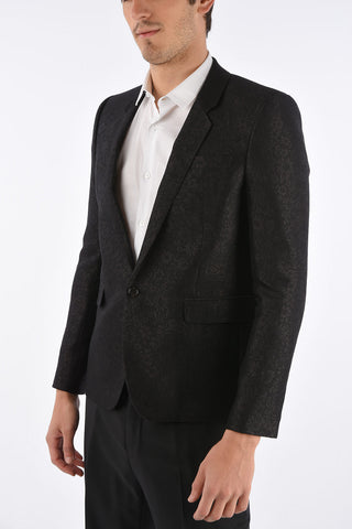 Floral Silk and Wool Notch Lapel Blazer