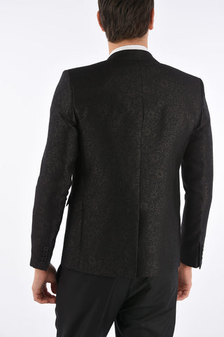 Floral Silk and Wool Notch Lapel Blazer