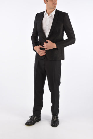 Floral Silk and Wool Notch Lapel Blazer