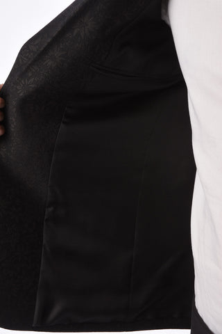 Floral Silk and Wool Notch Lapel Blazer