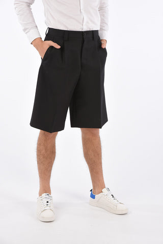 Wool Single Pleat Shorts with Jetted Pockets