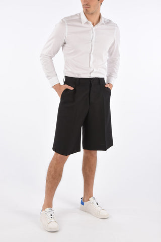 Wool Single Pleat Shorts with Jetted Pockets