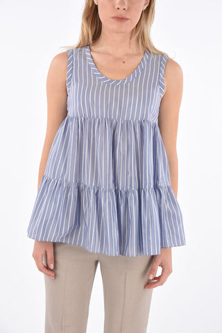 Striped Silk and Cotton Sleeveless Top