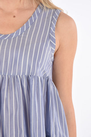 Striped Silk and Cotton Sleeveless Top