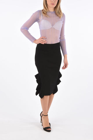 knee lenght side flounce skirt