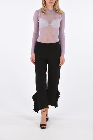 Flounce Hem Cropped Pants