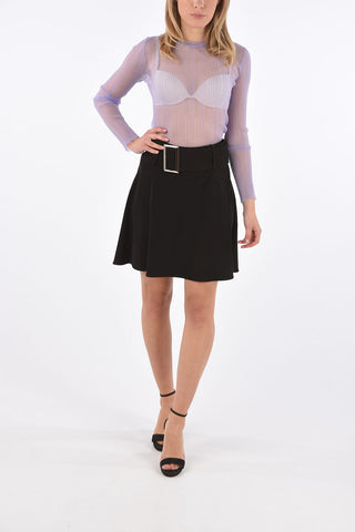belted above knee flared skirt