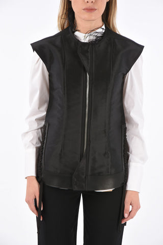 VICIOUS Silk Sleeveless BREASTPLATE Jacket with Leather Details