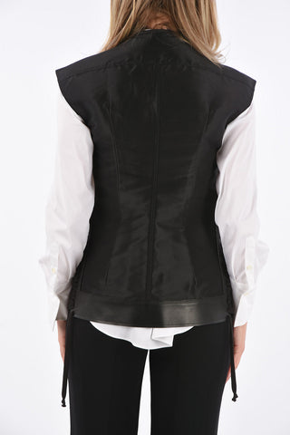 VICIOUS Silk Sleeveless BREASTPLATE Jacket with Leather Details