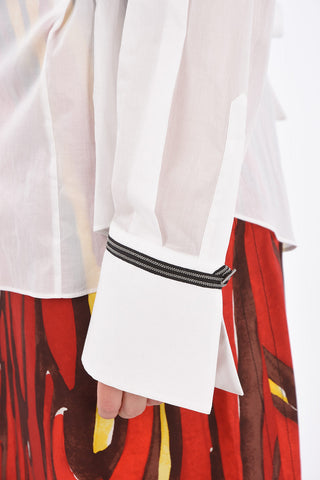 Blouse with Back Bow and Jewel Cuffs